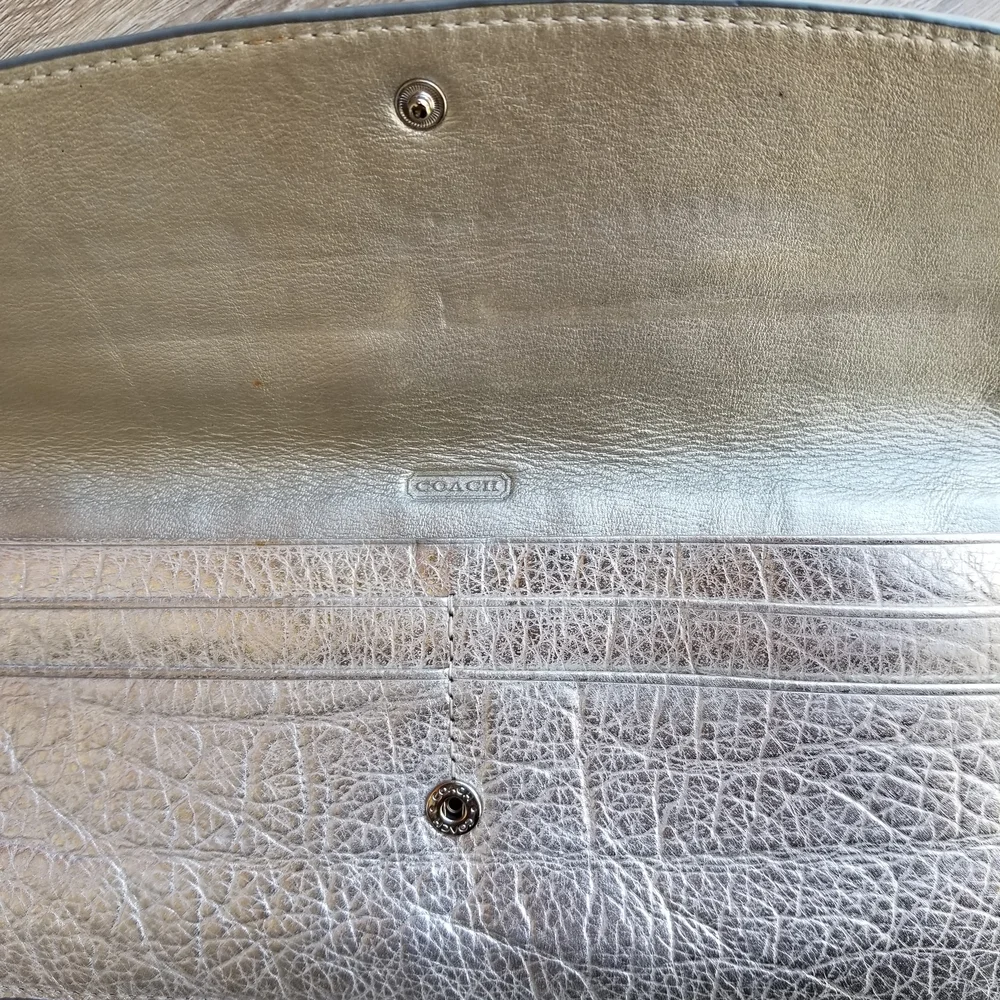 Coach Metallic Silver Women's Wallet - Picture 2 of 5